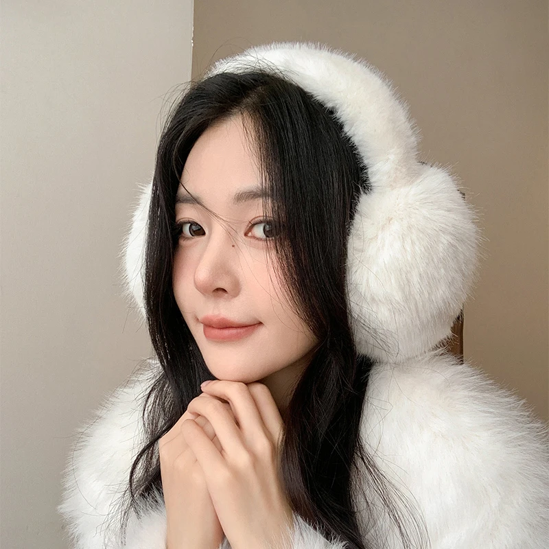 Однотонные мягкие плюшевые наушники - Фотография_2