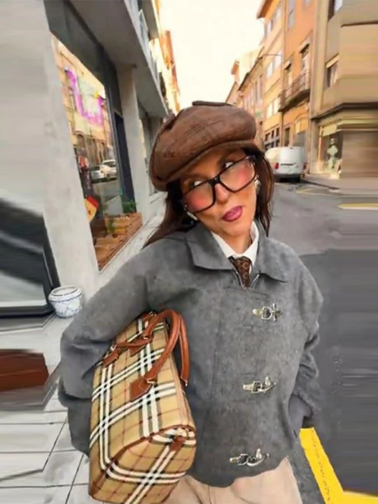 Женская винтажная однотонная куртка - Фотография_4