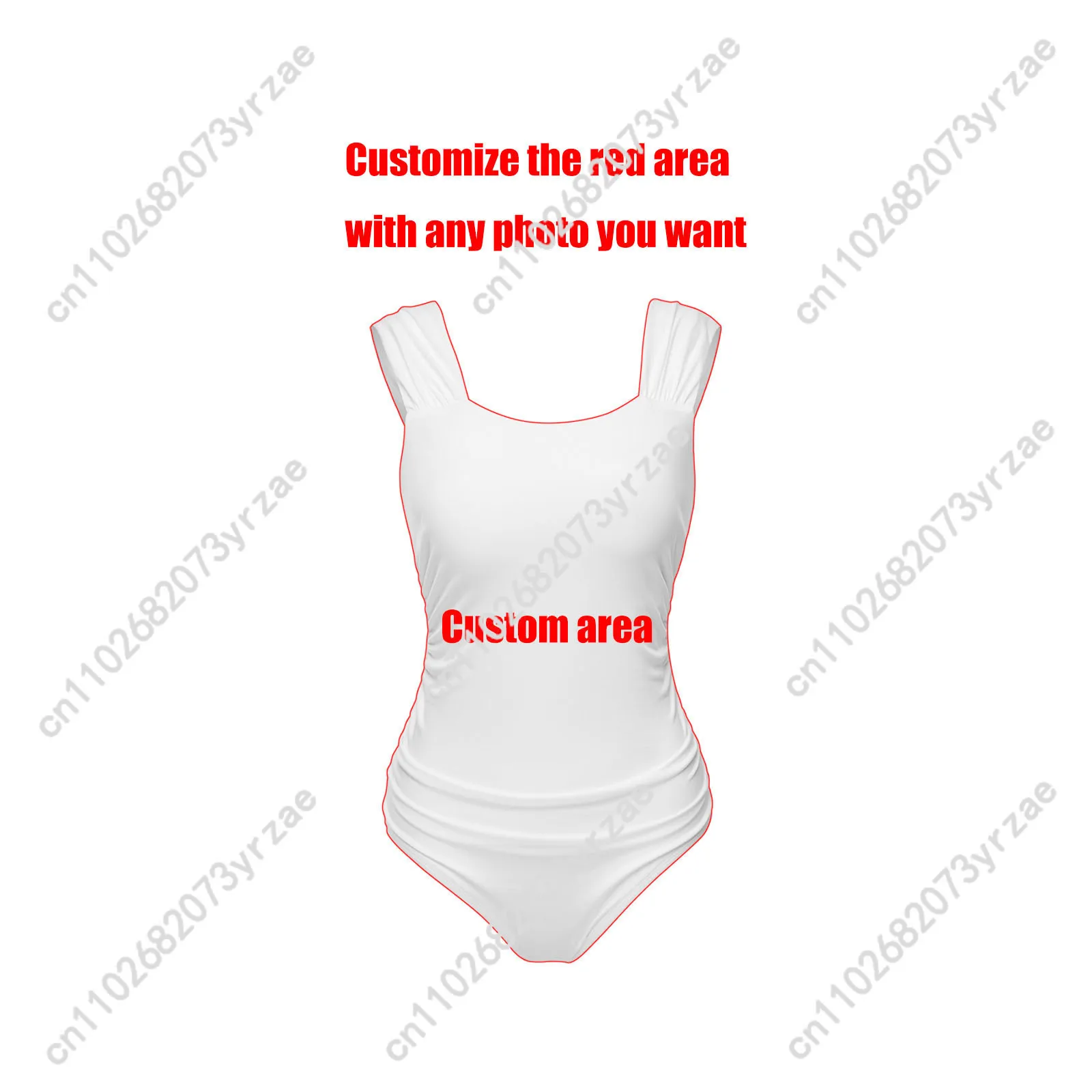 Цельный купальник в белую полоску с широкими бретелями - Фотография_3