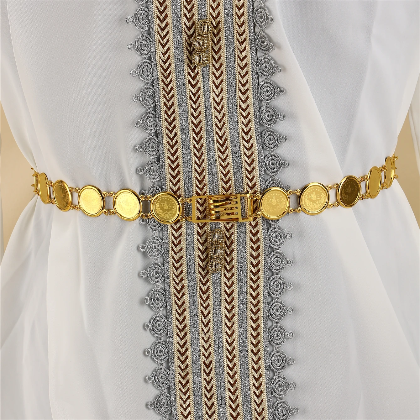 Модный алжирский свадебный пояс с золотым покрытием и монетами - Фотография_5