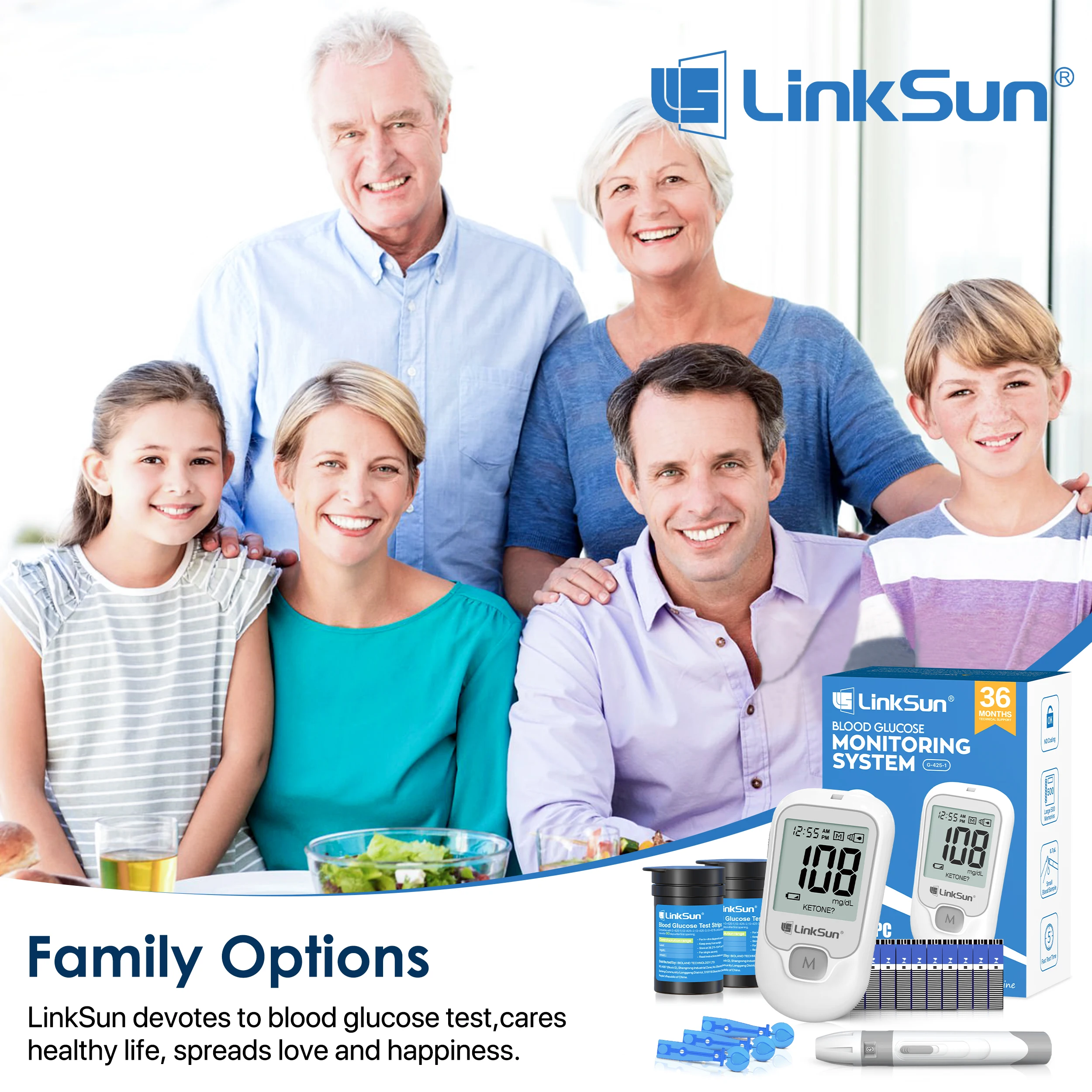 Linksun g-425-1 комплект измерения уровня глюкозы в крови - Фотография_6