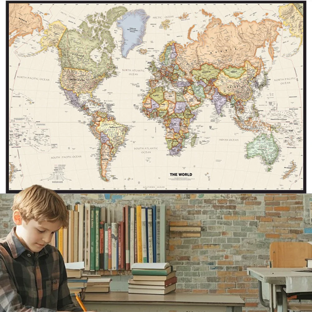 Дюйма винтажный постер с картой мира - Фотография_2