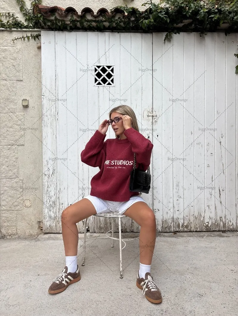 Зимний теплый свободный простой свитер для женщин - Фотография_2