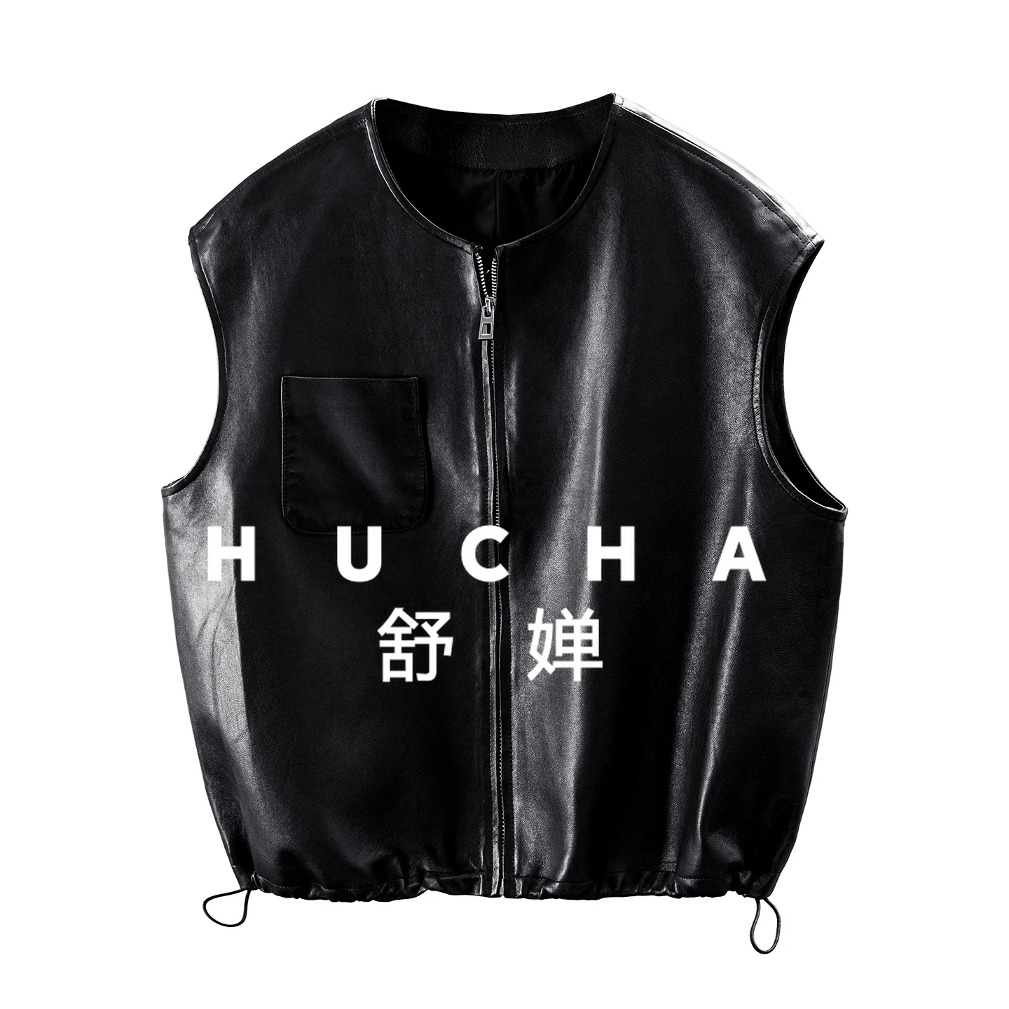 Кожаная куртка из овчины с круглым вырезом