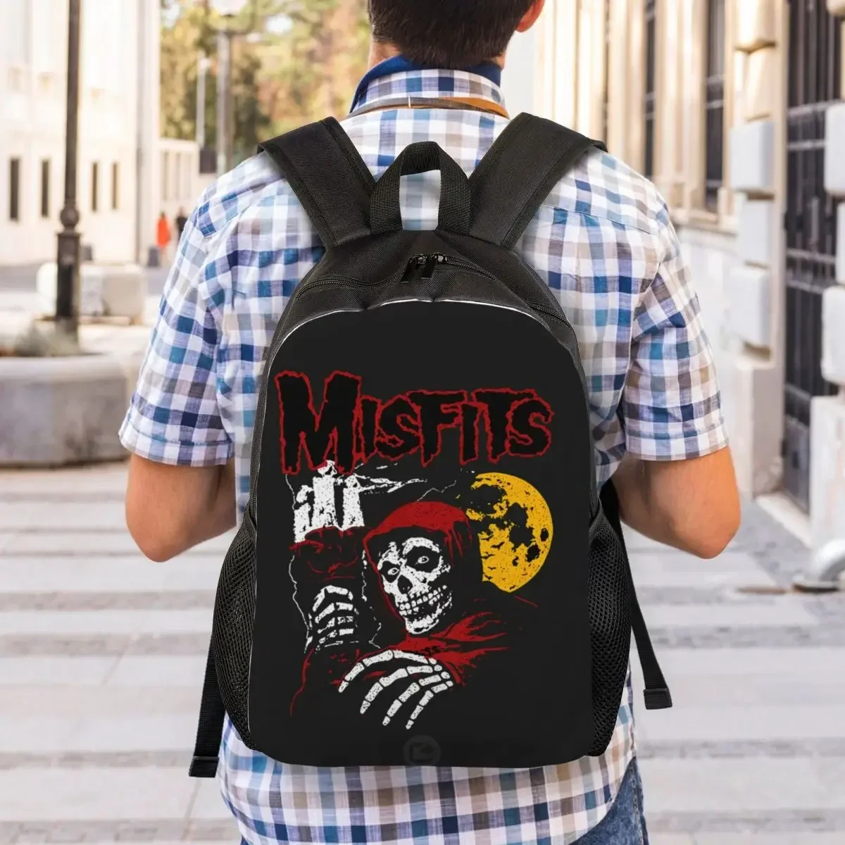 Рюкзак для ноутбука heavy metal misfits с черепом для мужчин и женщин - Фотография_6