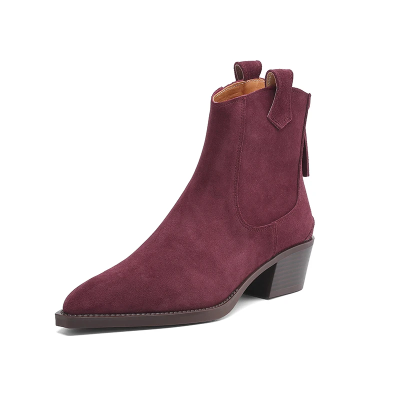 Трендовые женские замшевые ботинки в стиле вестерн - Фотография_3