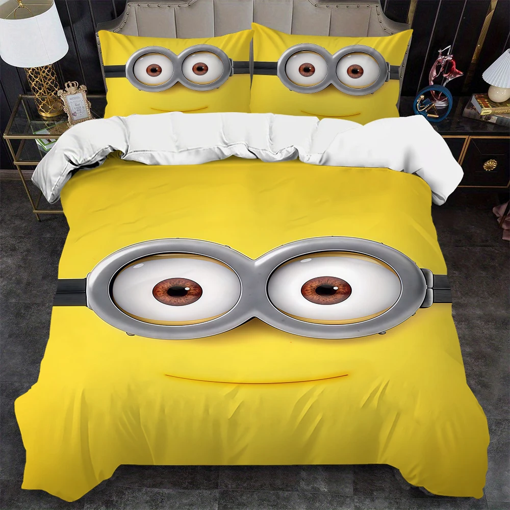Милый желтый комплект пододеяльников m-minions с героями мультфильмов