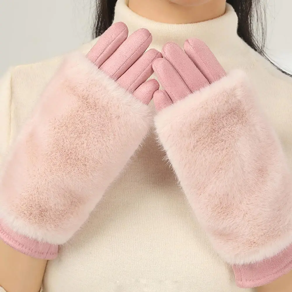 Утолщенные замшевые перчатки для женщин - Фотография_5