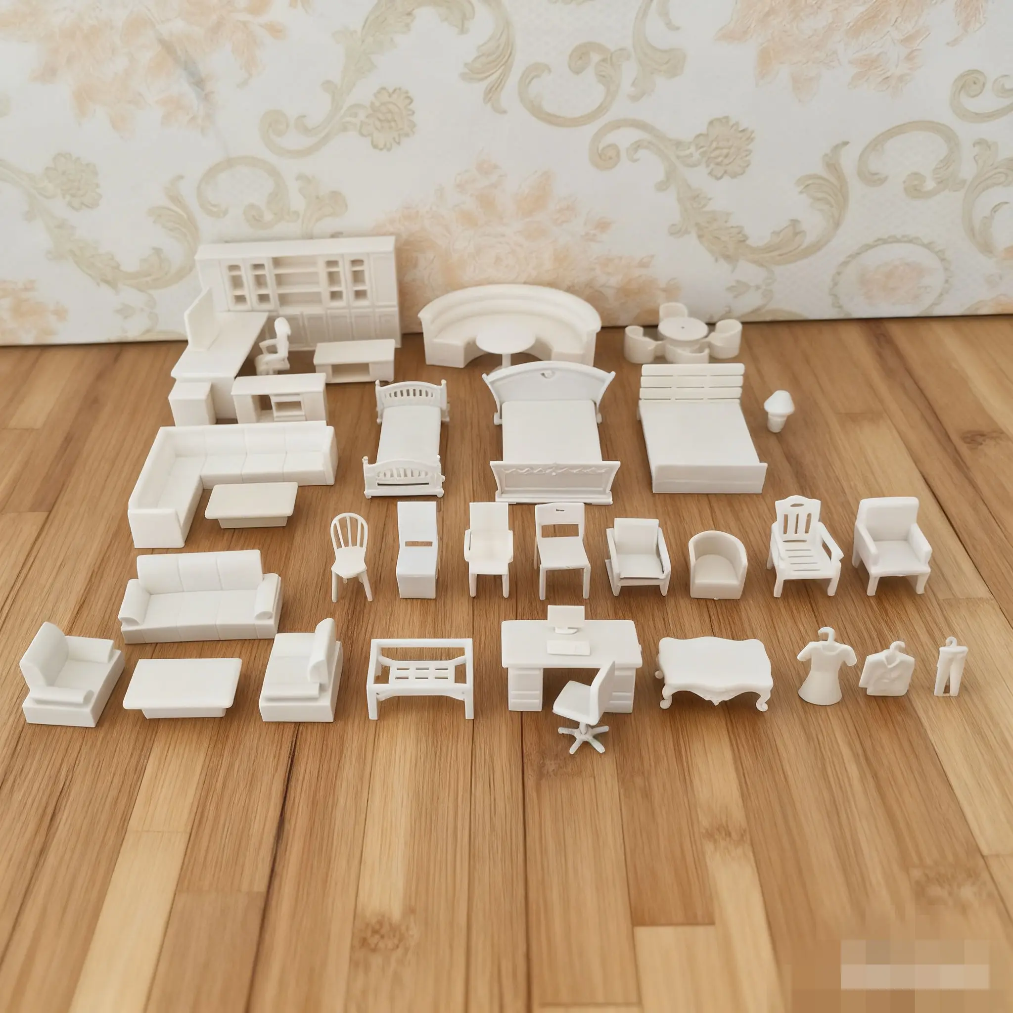 Миниатюрный набор мебели - крытая кровать - Фотография_2