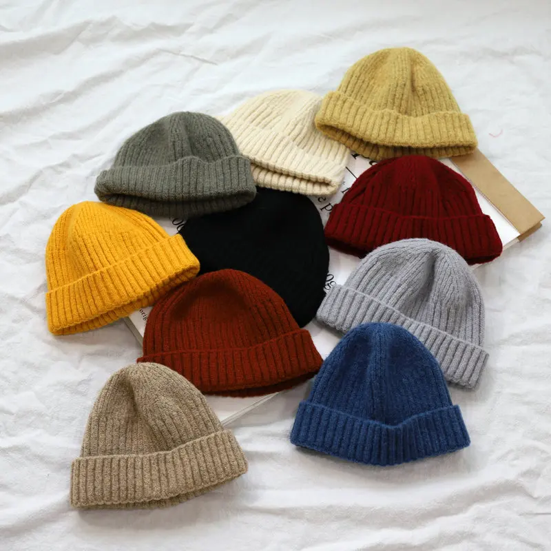 Зимняя теплая детская вязаная шерстяная шапка для детей 2-6 лет
