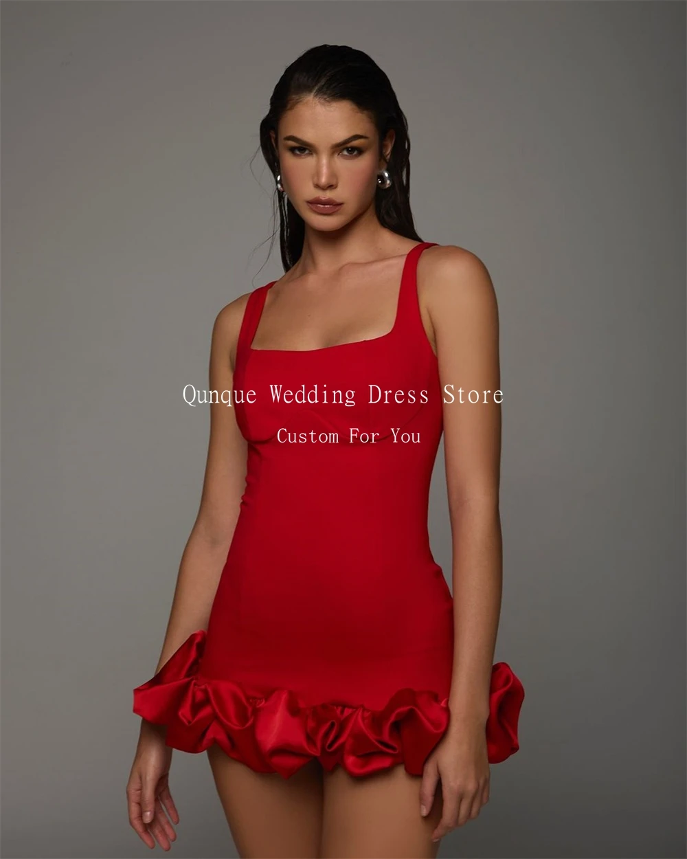 Qunque short homecoming dress straps - Фотография_4
