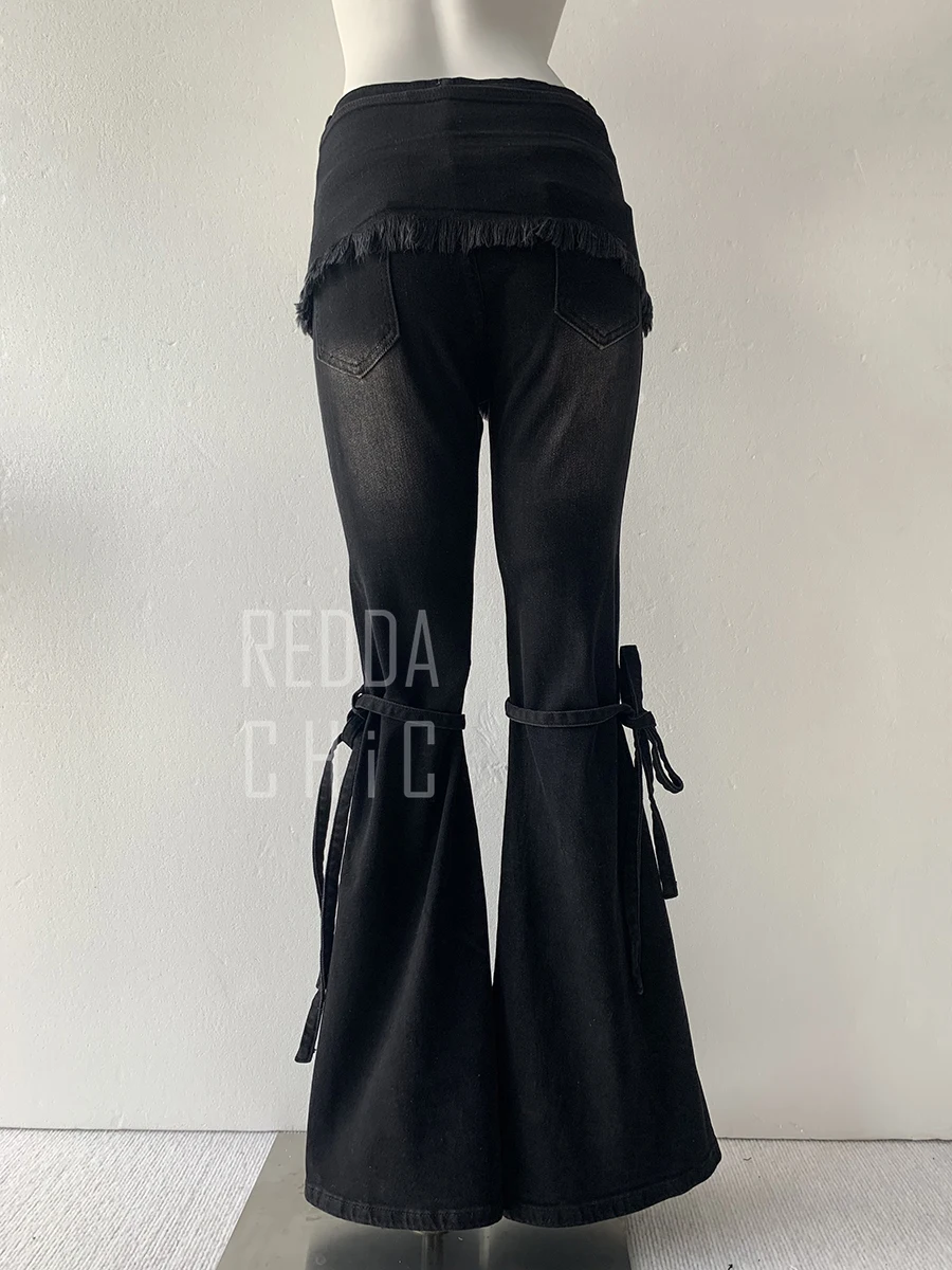 Reddachic черные джинсы с запахом в стиле гранж - Фотография_4