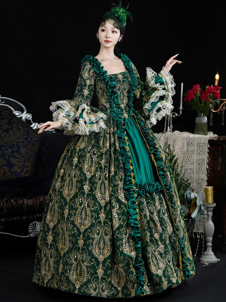 Зеленое роскошное бальное платье марии-антуанетты для взрослых - Фотография_2