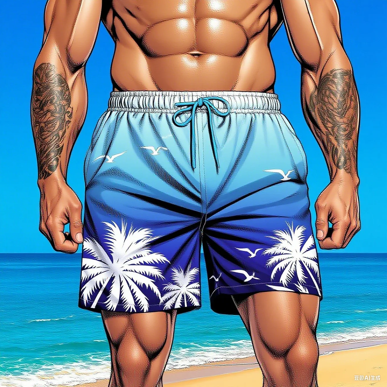 Кокосовые пляжные брюки из водонепроницаемой и быстросохнущей ткани - Фотография_4