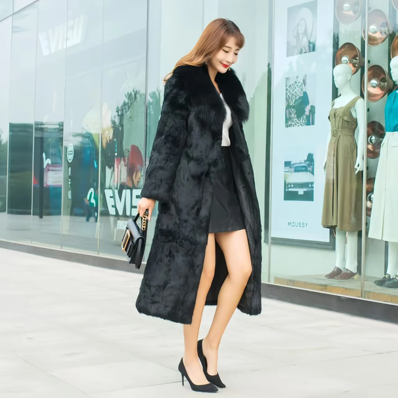 Настоящее пальто из меха кролика рекс - Фотография_4