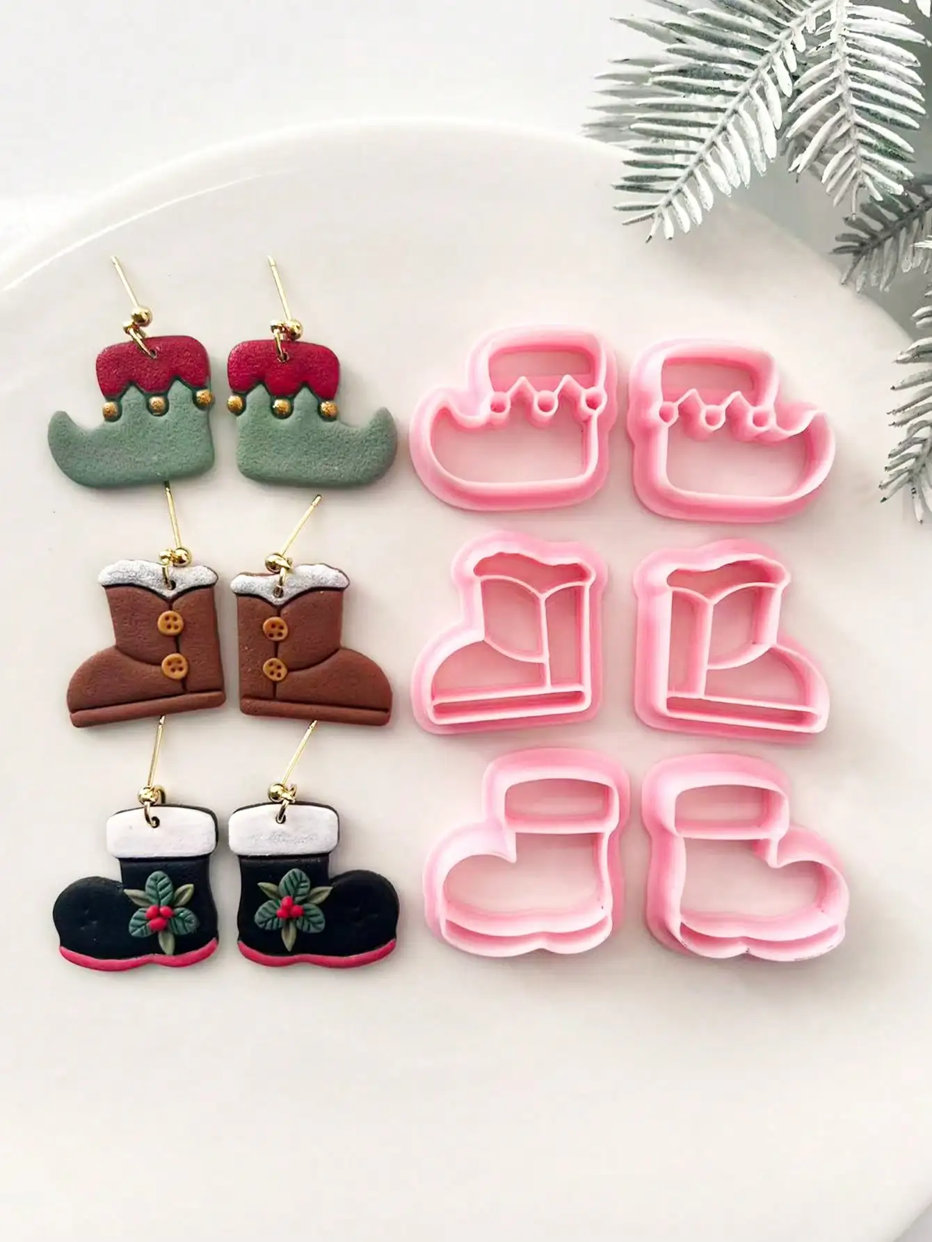 Фрезы для зимней ботинок из полимерной глины на рождество