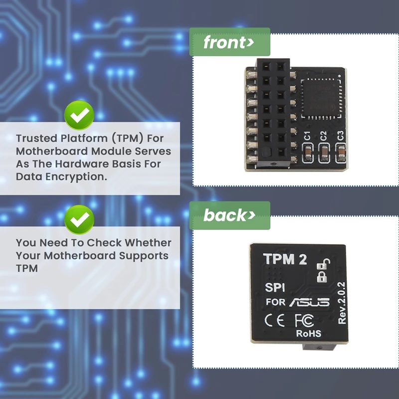Модуль безопасности xtech tpm tpm2.0 для asus tpm spi - Фотография_4