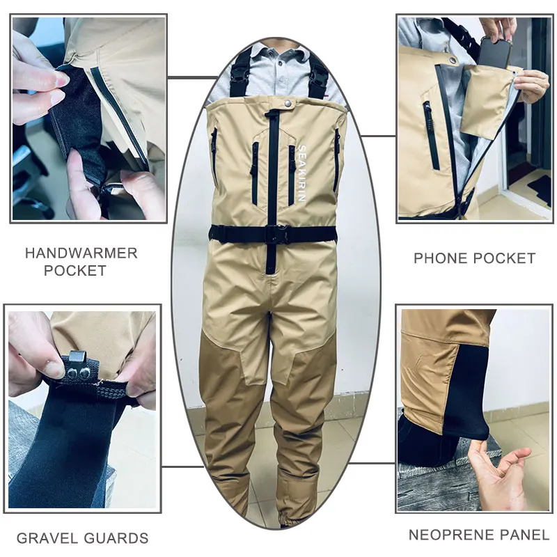 Дышащие вейдеры для рыбалки на груди с молнией спереди - Фотография_5