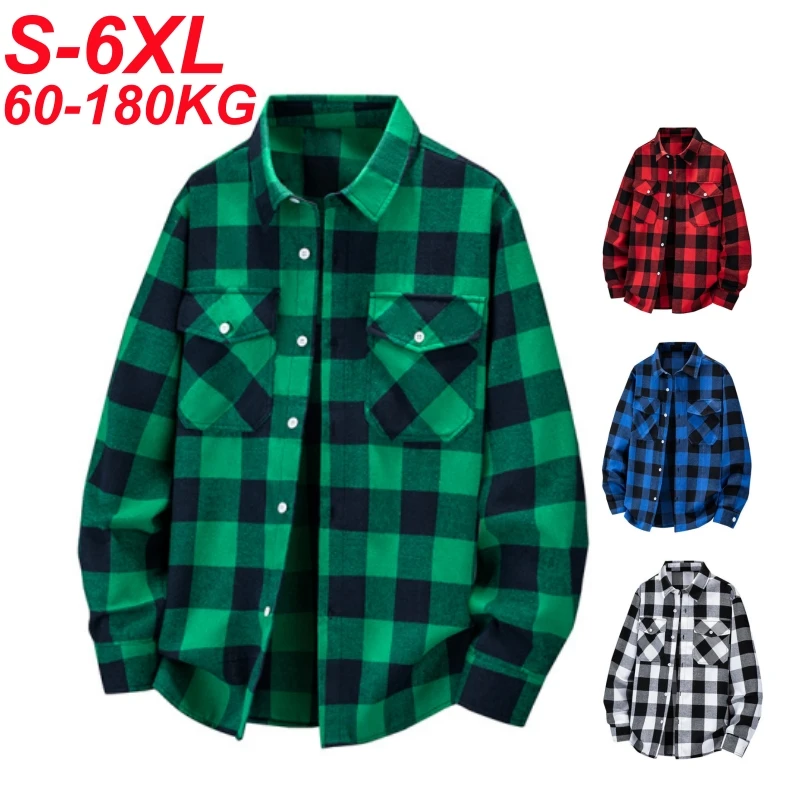180 кг 6xl мужские клетчатые рубашки