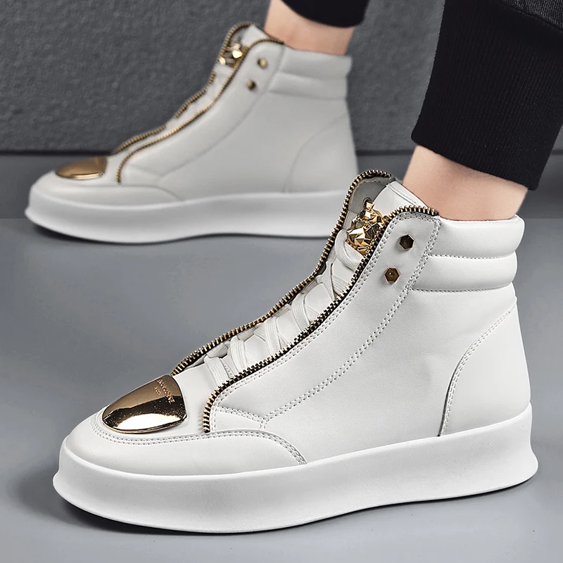 Модные высокие кожаные мужские туфли - Фотография_4