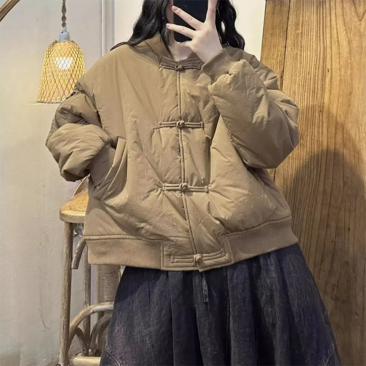 Хлопковая стеганая куртка с воротником-стойкой для женщин - Фотография_4