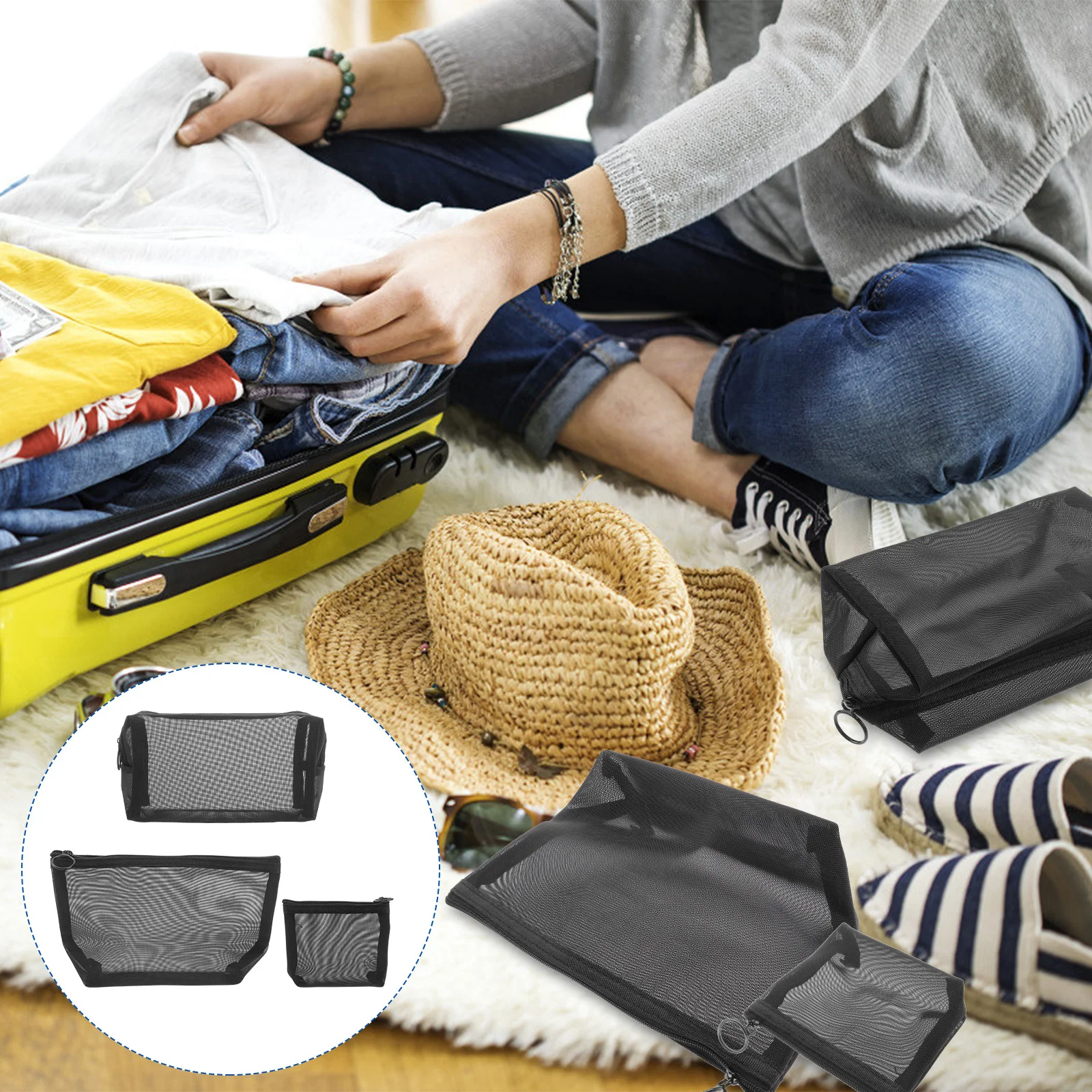 Сетчатые дорожные сумки для хранения - Фотография_3