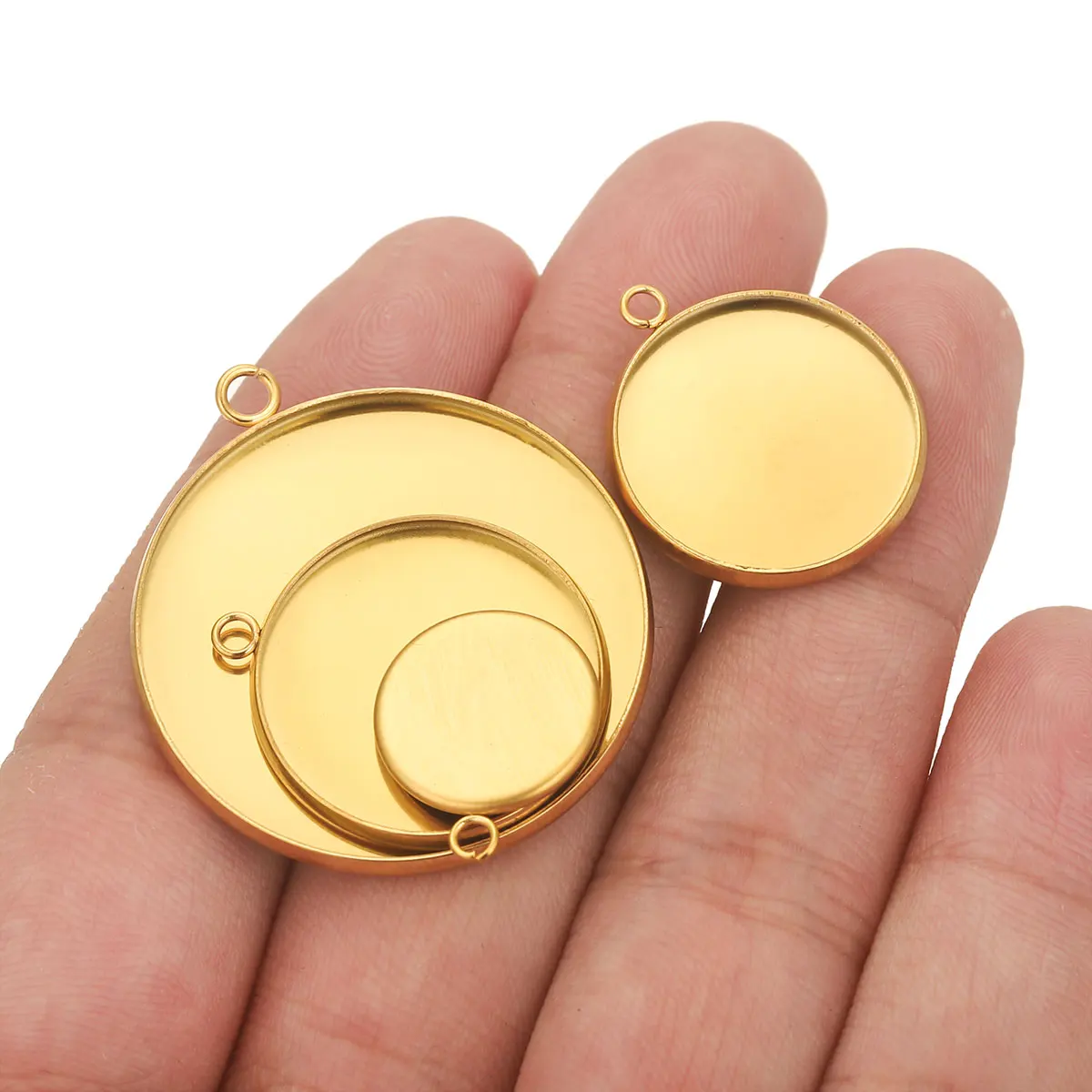 Золотая круглая пустая основа из нержавеющей стали - Фотография_5