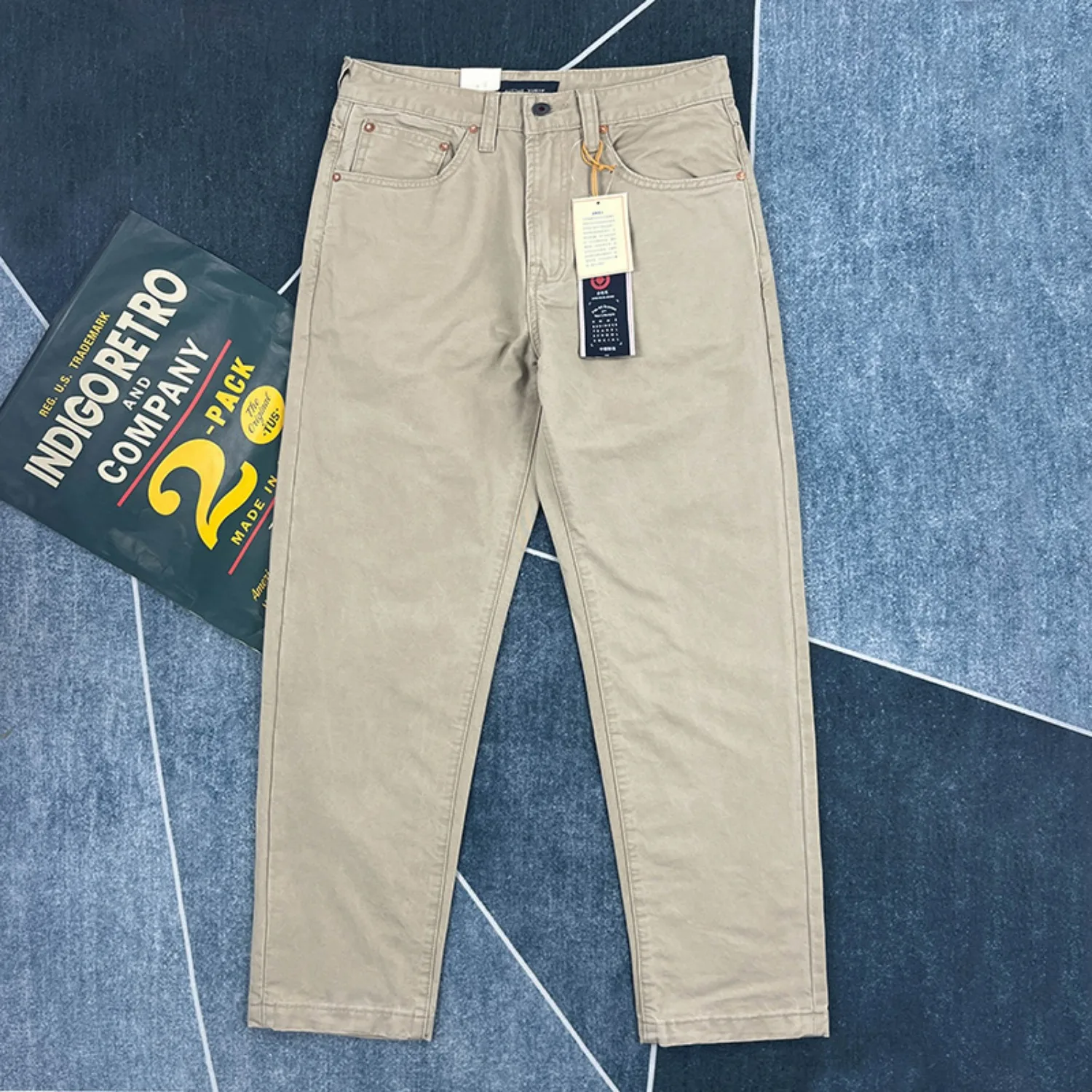 Тяжелые хлопковые повседневные брюки с прямыми штанинами - Фотография_4