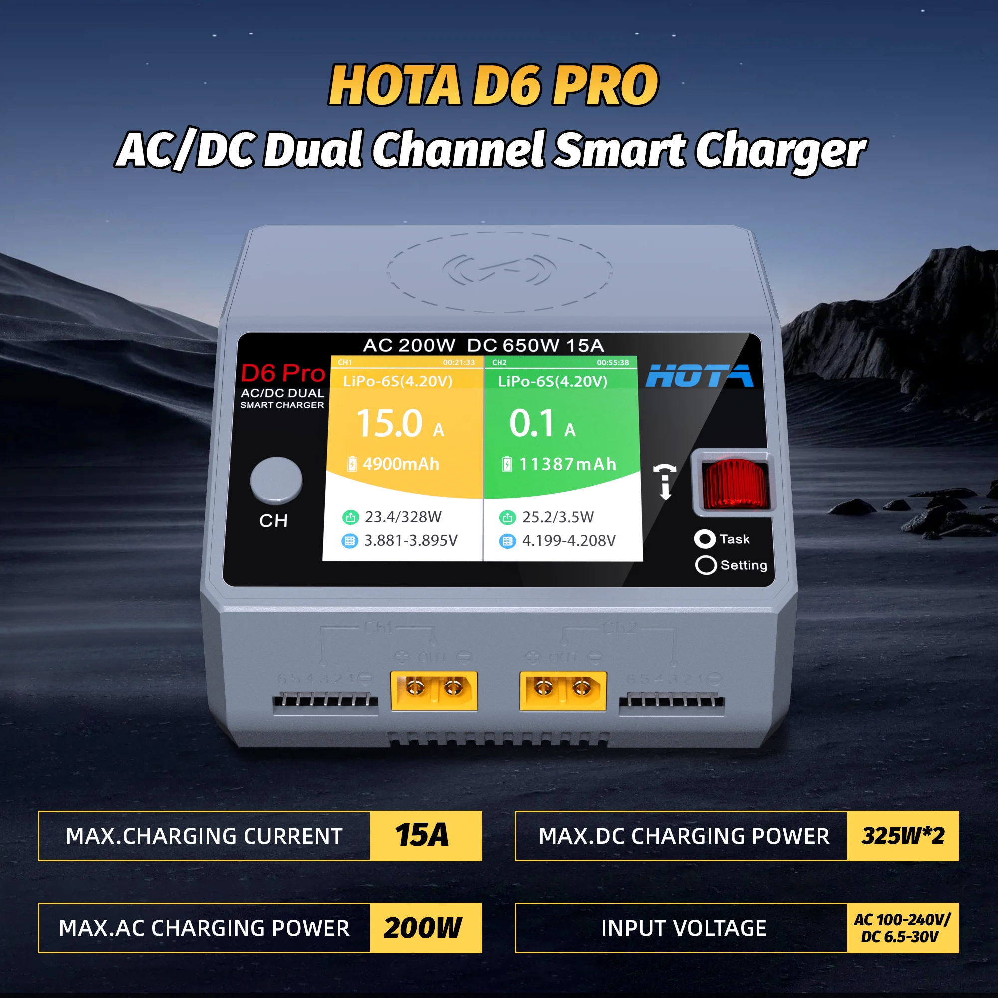 Hota d6 pro двухканальный ac200w