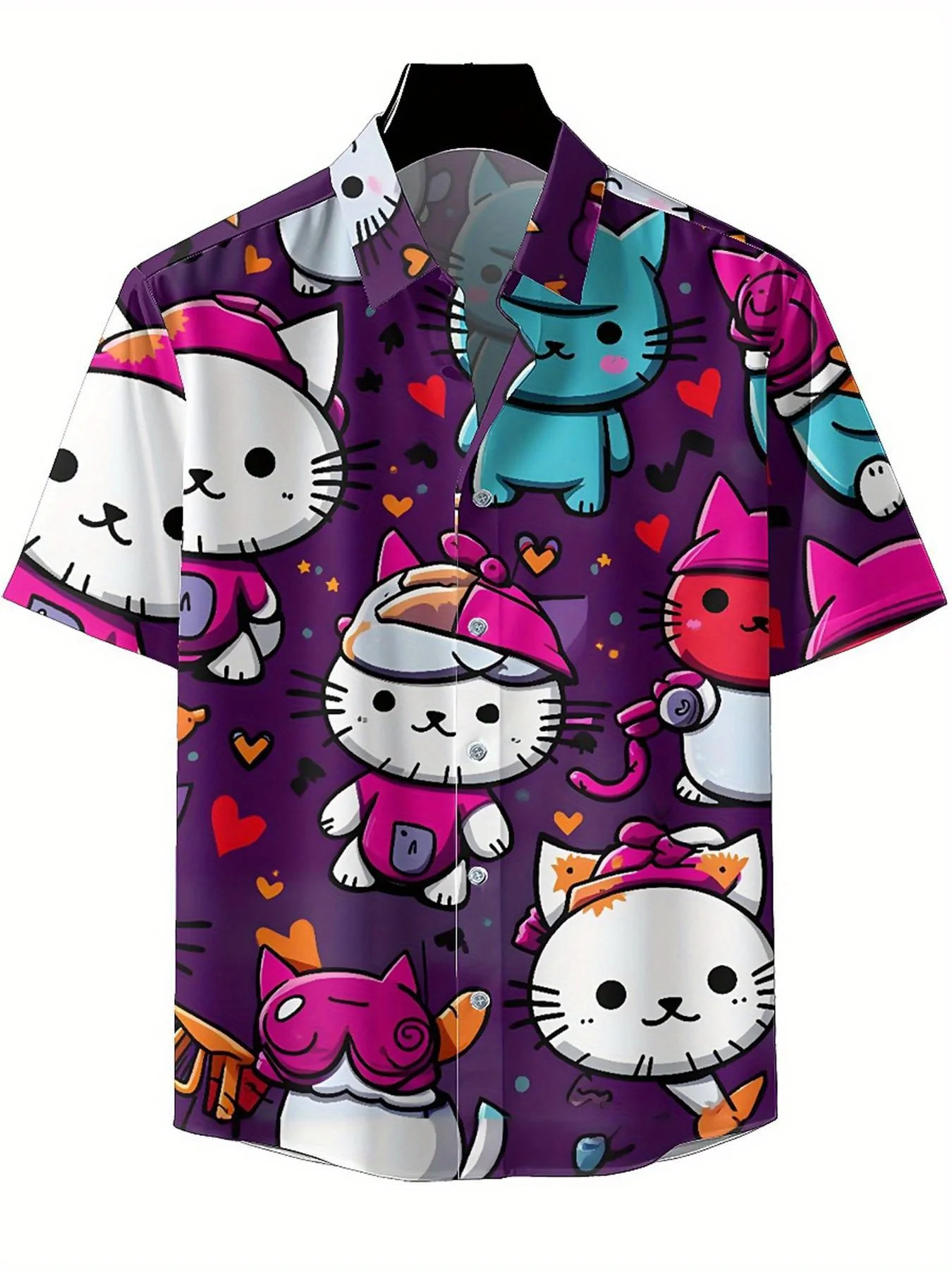 Мужские гавайские рубашки больших размеров с милым котом - Фотография_2
