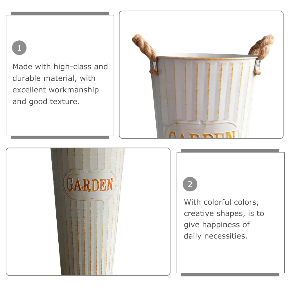 Ретро железное ведро для цветов для домашнего офиса - Фотография_4