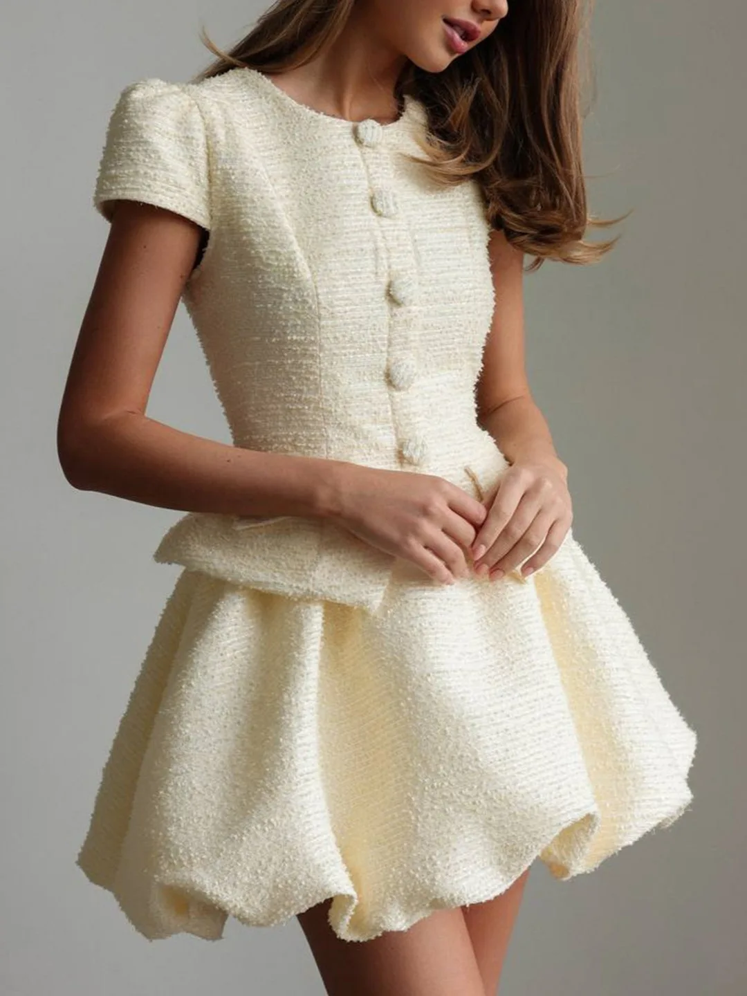 Женская твидовая рубашка с пышными - Фотография_2