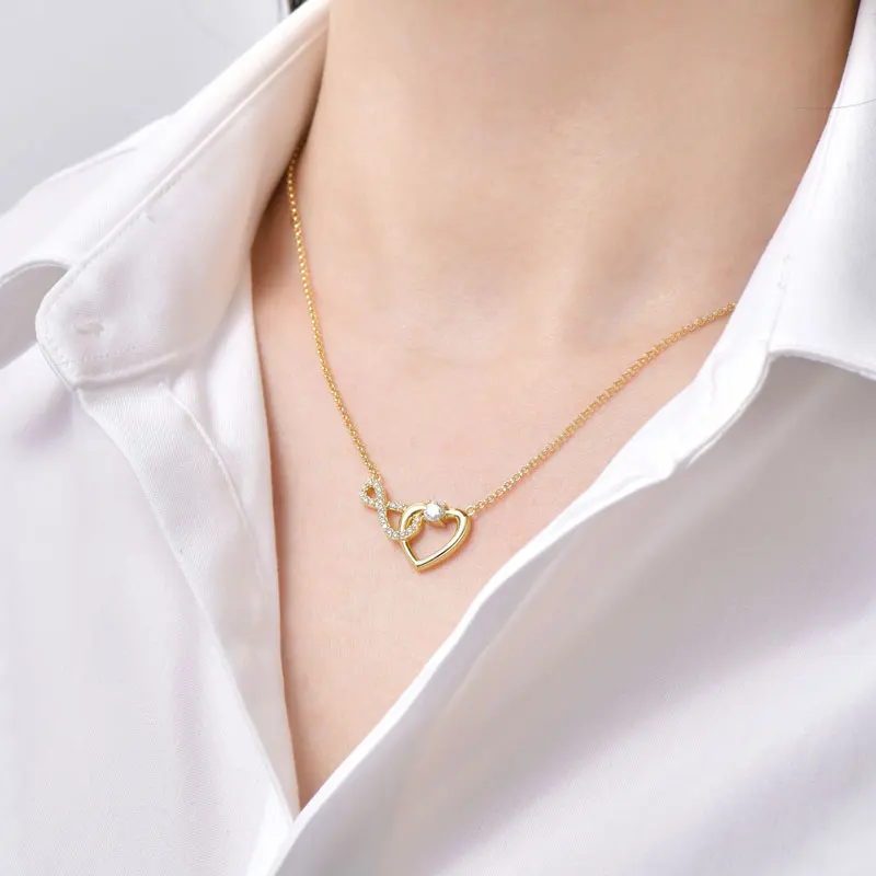 Iogou 4 мм и 1,3 мм бесконечное сердце в форме всего муассанитового кулона - Фотография_4