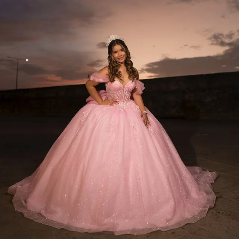 Блестящие розовые платья quinceanera - Фотография_5