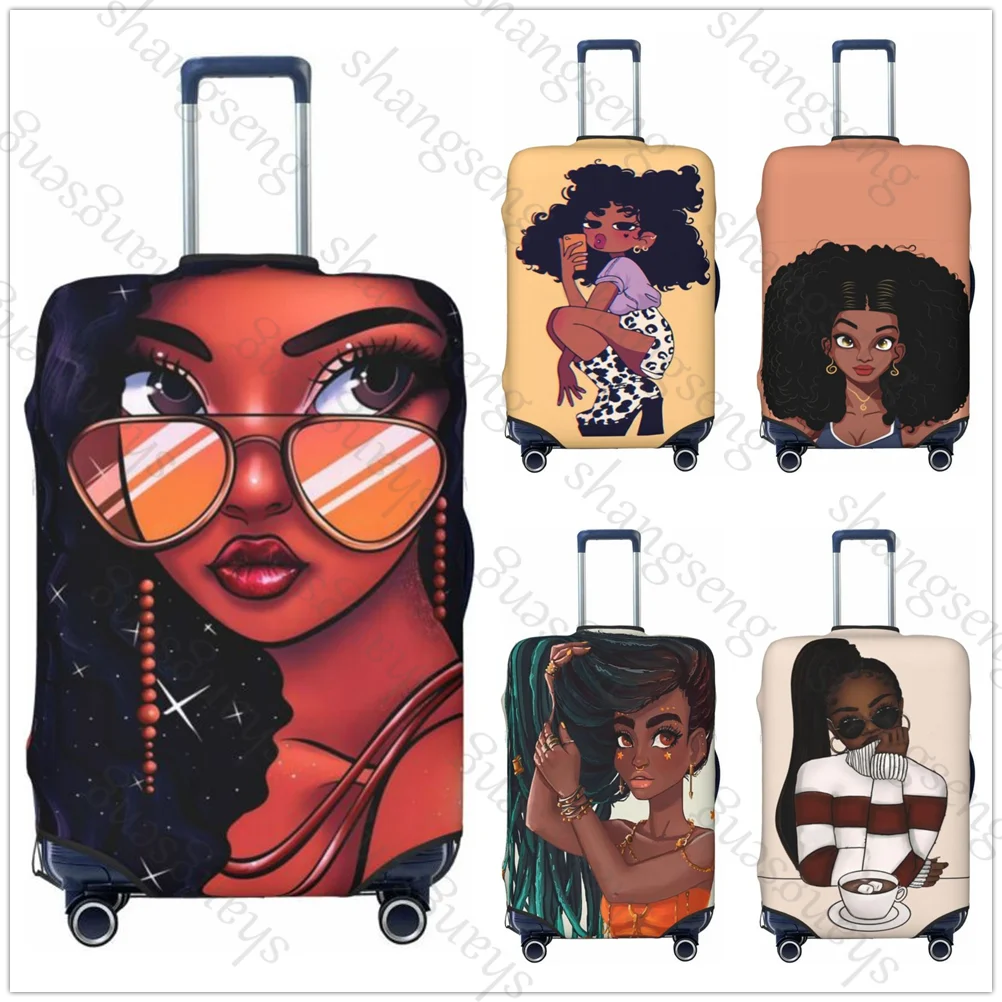 Утепленный чехол для багажа с рисунком черной девушки
