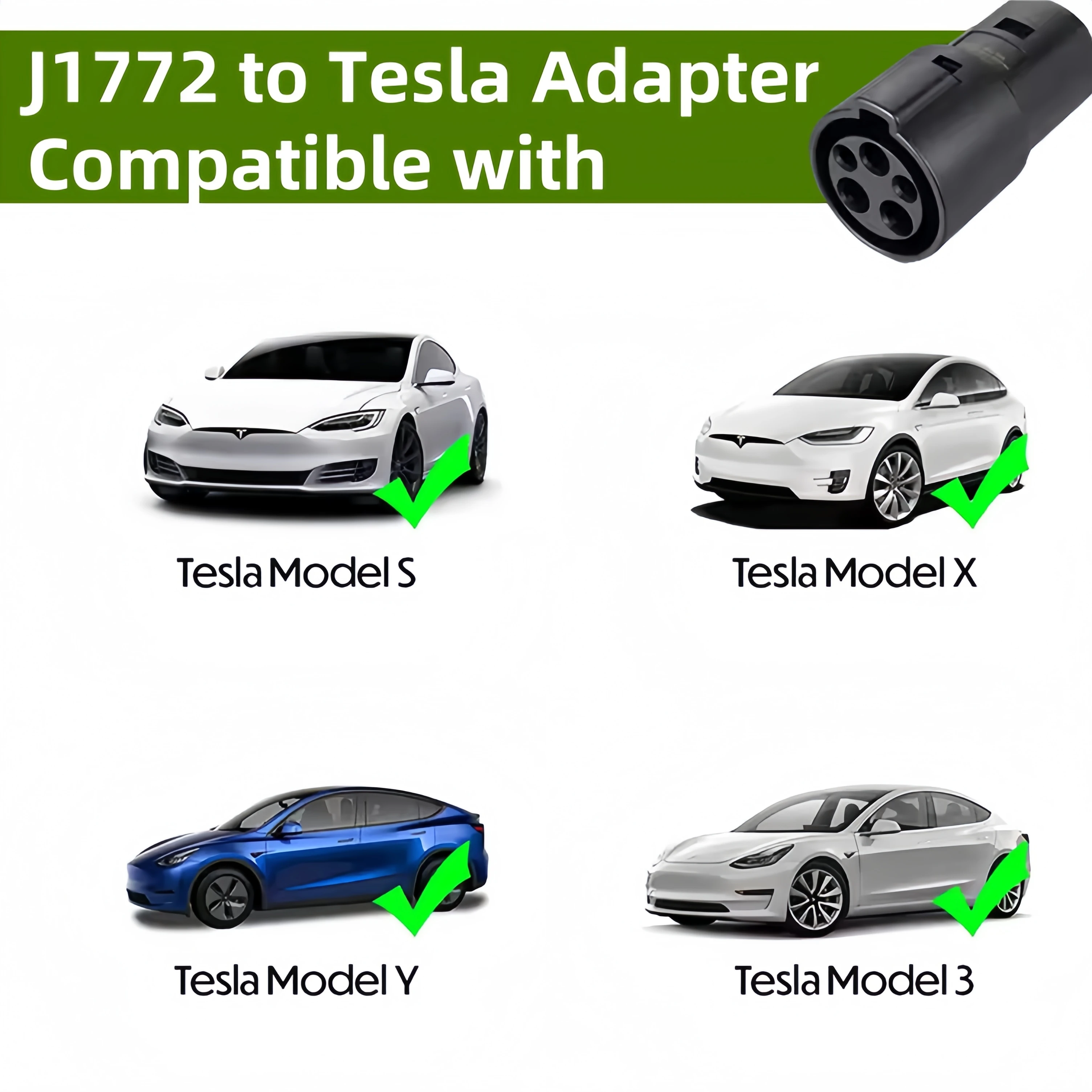 Адаптер для зарядки электромобиля type1 j1772 для tesla model x y 3 - Фотография_2