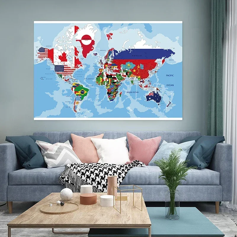 120*80 см карта мира нетканый холст - Фотография_5