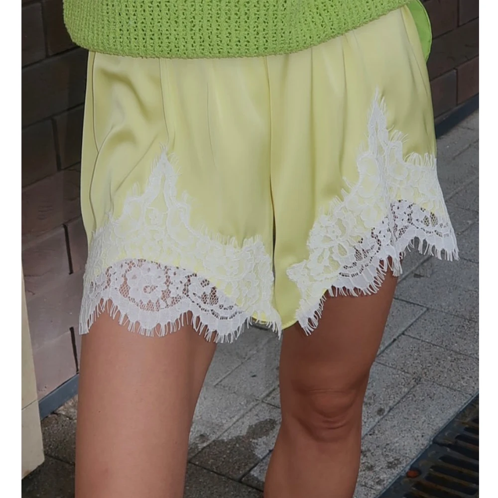 Y2k винтажные атласные кружевные шорты для женщин - Фотография_4