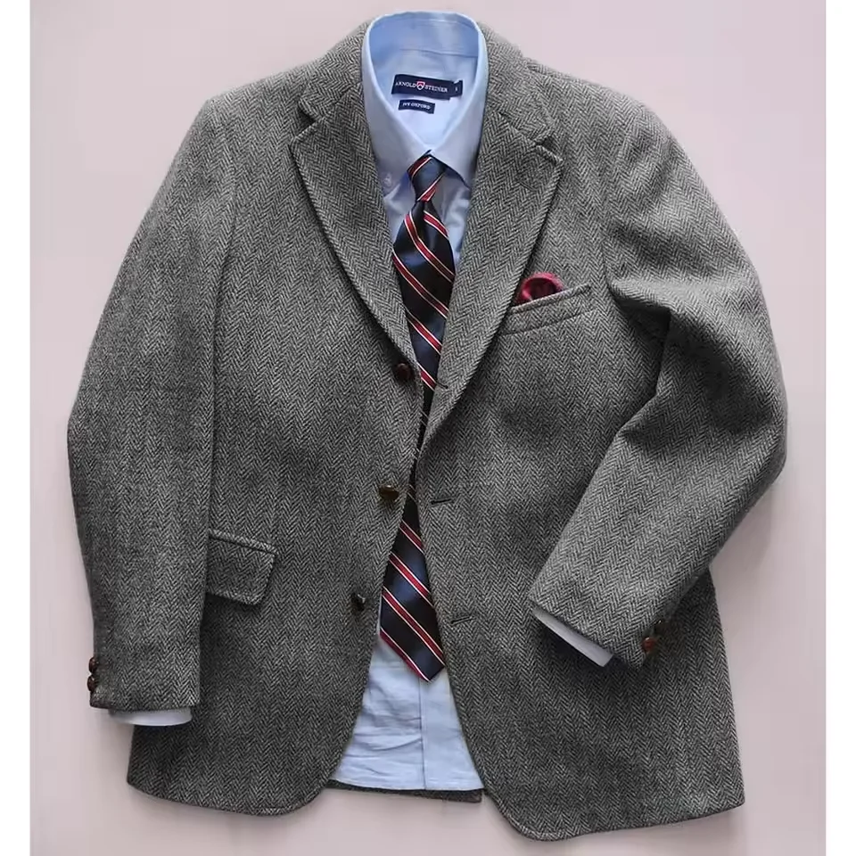 Мужской повседневный пиджак с узором «елочка» - Фотография_4