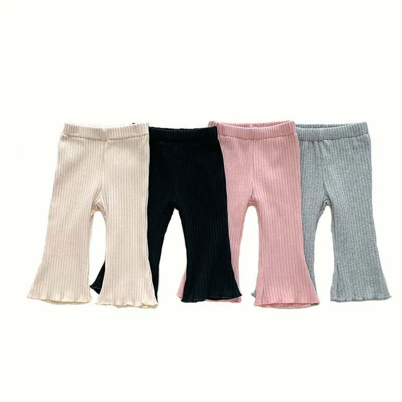Детские брюки, весенне-осенние однотонные расклешенные брюки для девочек