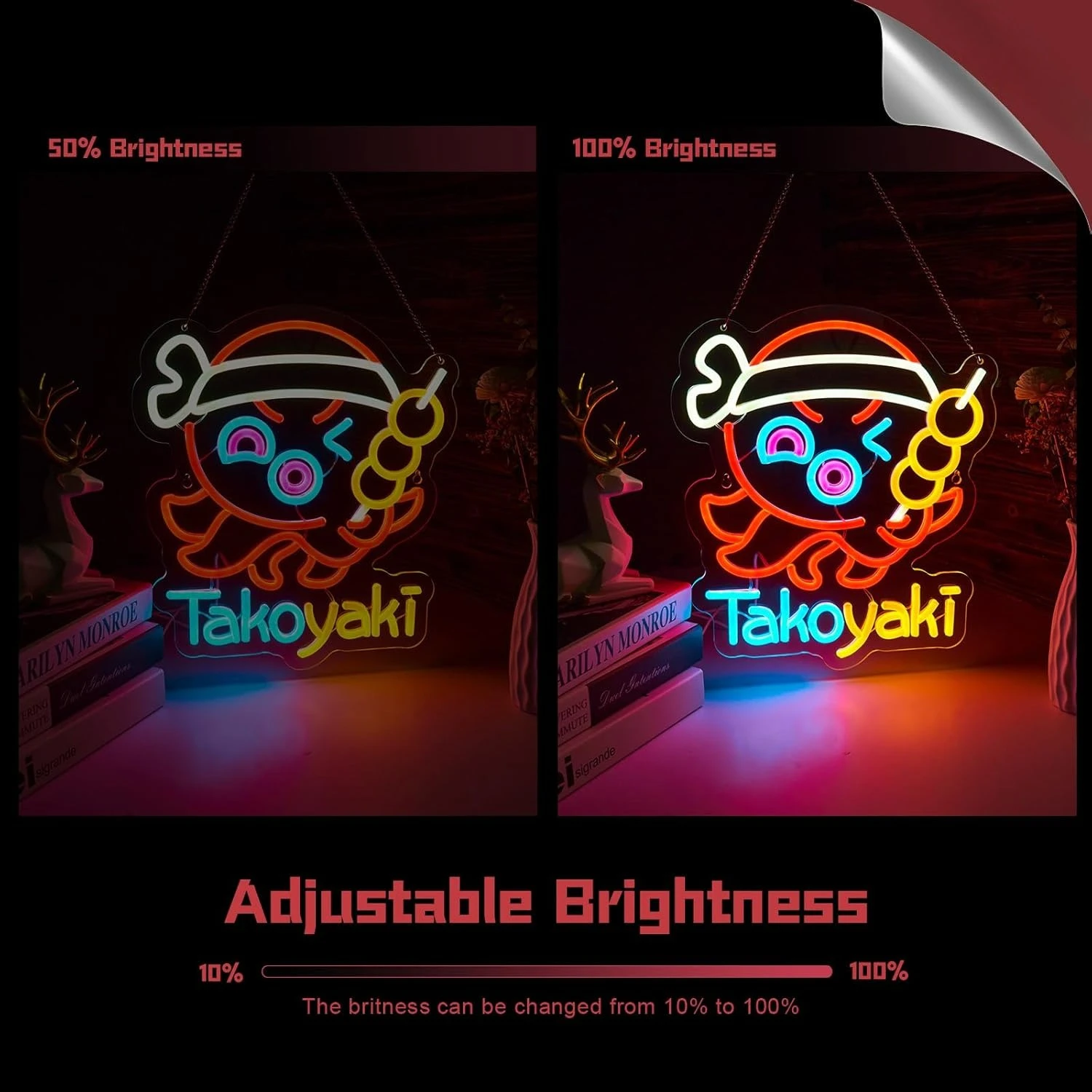 Неоновая вывеска такояки с регулируемой яркостью - Фотография_3