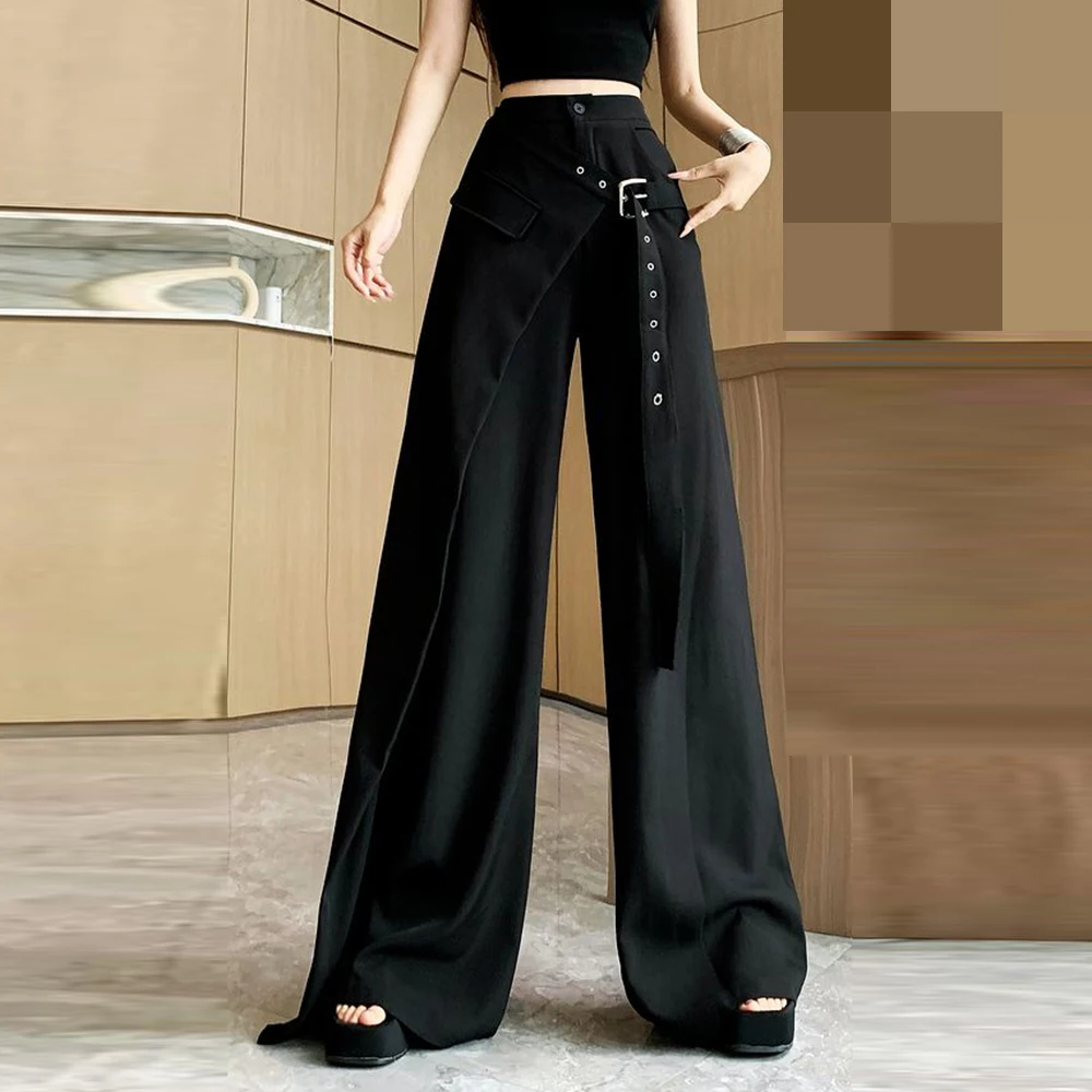 Черные нестандартные широкие брюки - Фотография_5