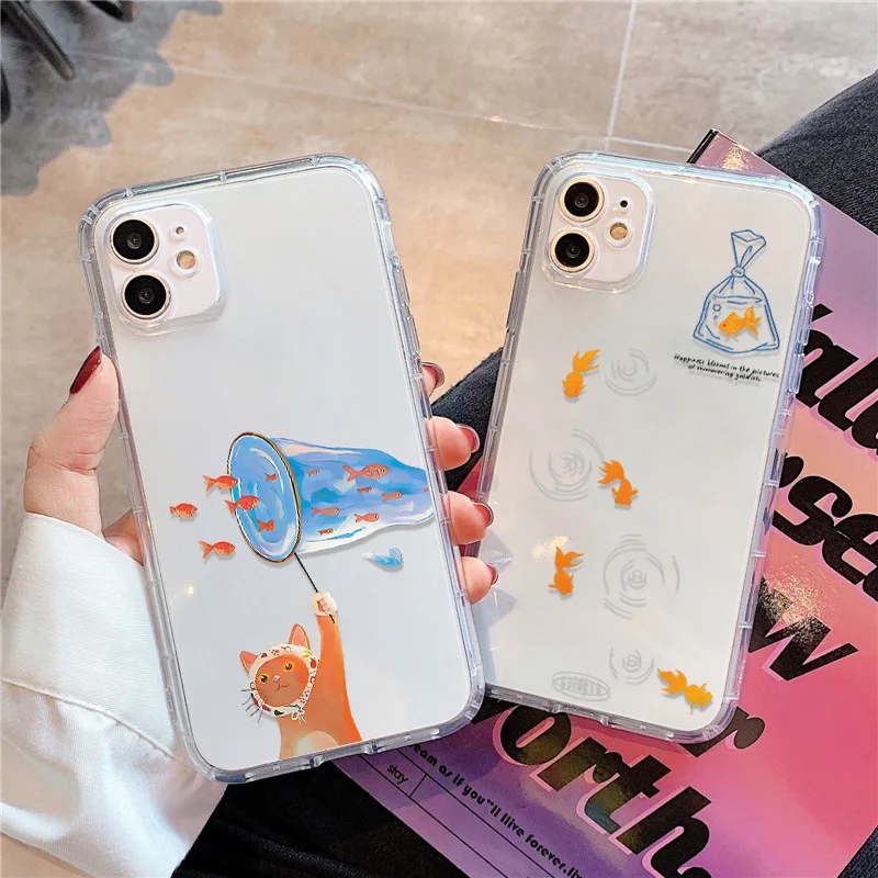 Прозрачный чехол для телефона lovely fishes для iphone 14