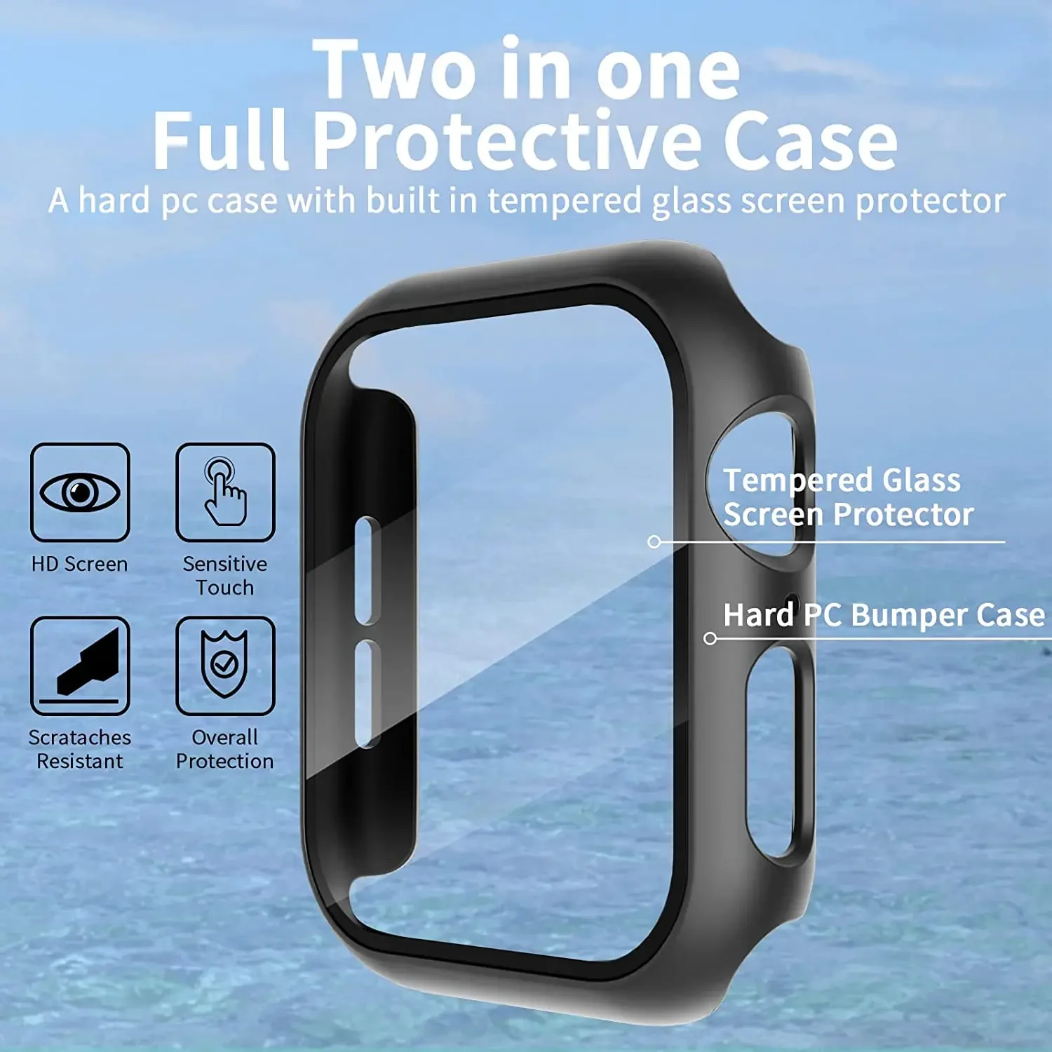 Закаленное стекло + чехол для apple watch 9 8 7 45 мм 41 мм - Фотография_3