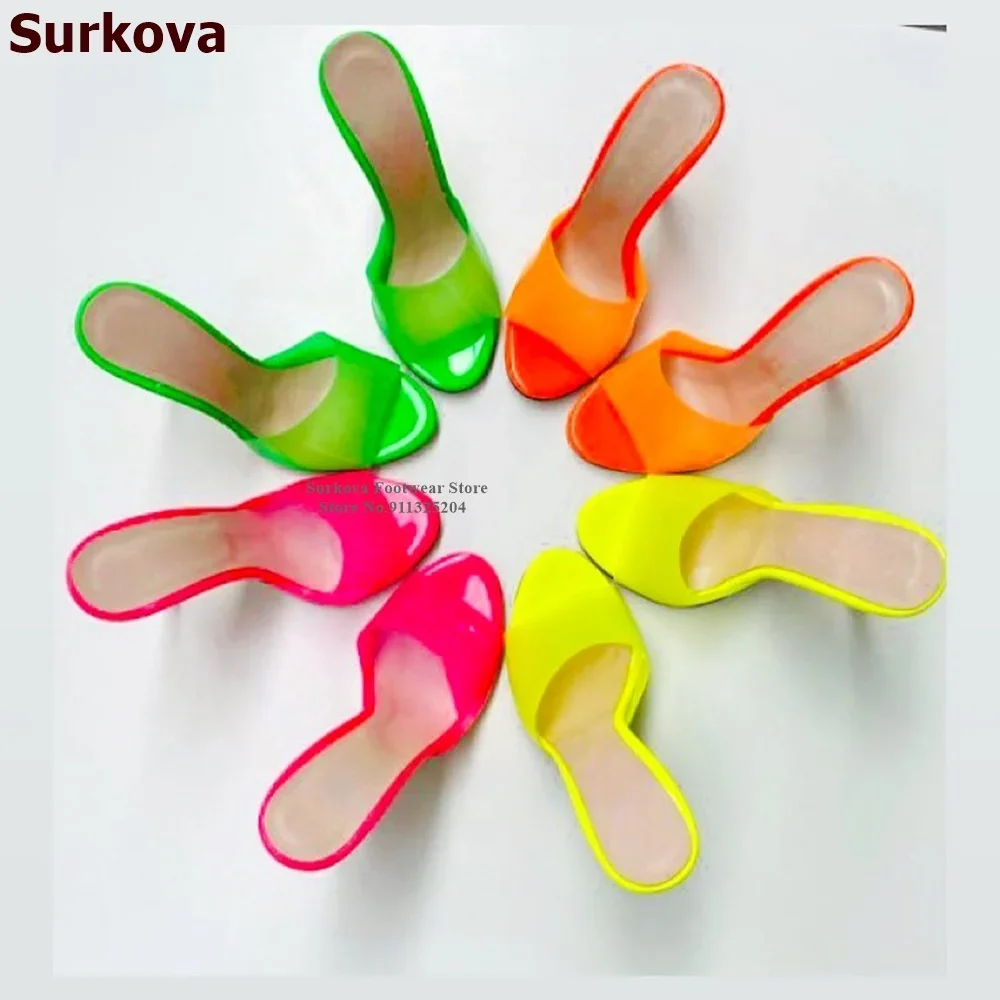 Surkova неоново-желтые зеленые тапочки на высоком каблуке из пвх - Фотография_5