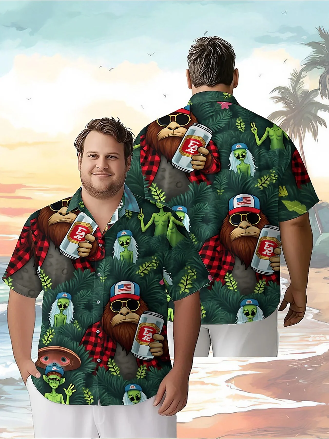 Мужские гавайские рубашки больших размеров с узором forest adventurer