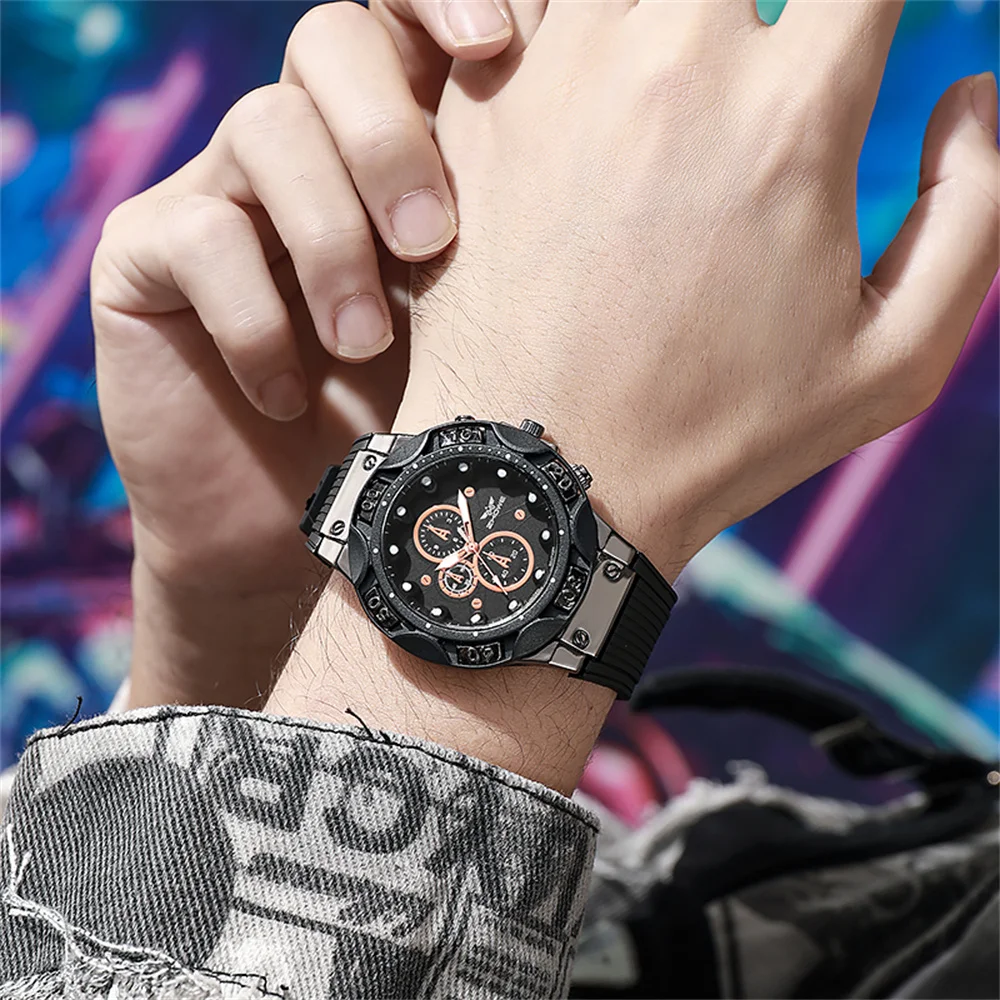 Мужские спортивные военные кварцевые часы с большим циферблатом - Фотография_3