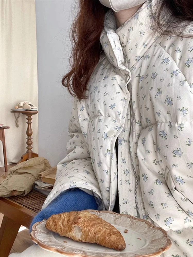 Зимние корейские хлопковые пальто с принтом - Фотография_6