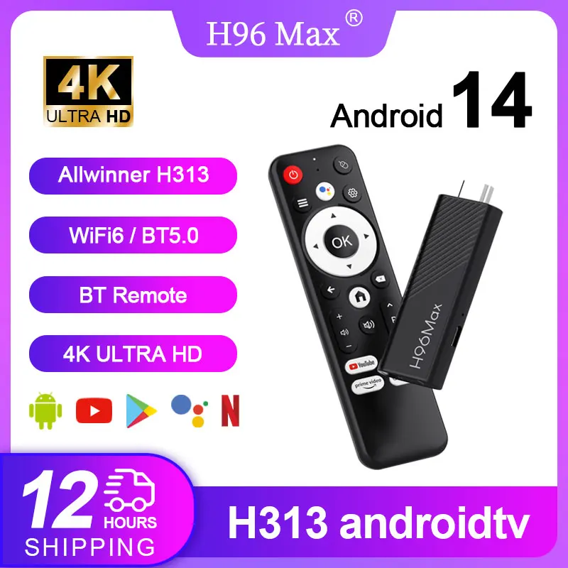 H96 max h313 tv stick android 14 2 гб 16 гб 8 гб dual wifi6 bt5