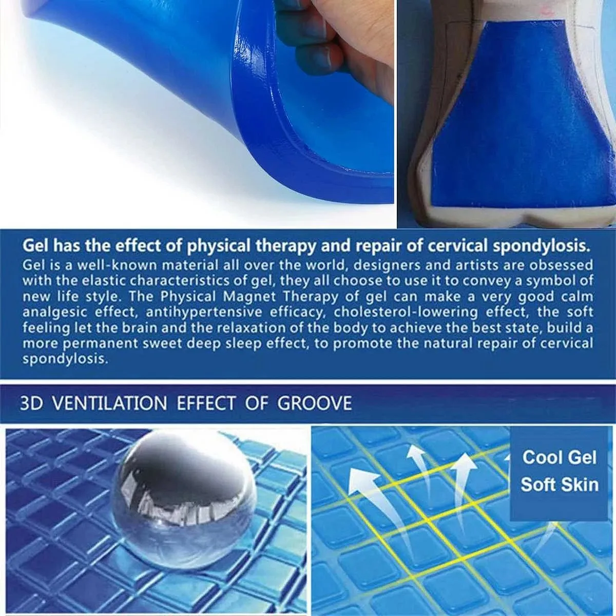 Синяя мотоциклетная универсальная гелевая подушка для сиденья - Фотография_3